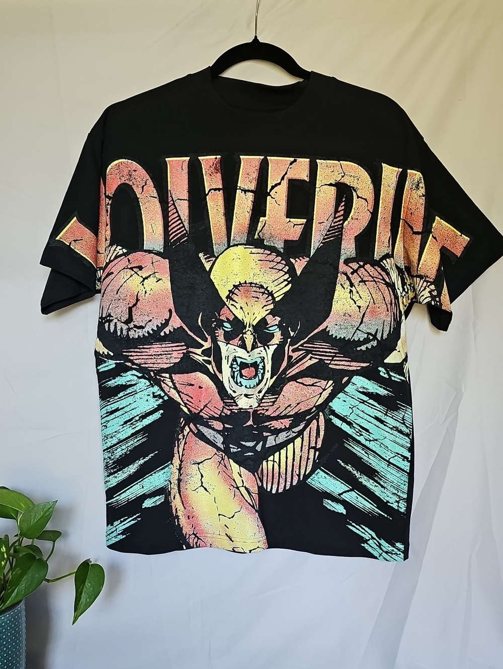 Marvel Wolverine Graphic Short-Sleeve Tee - Black with Yellow, Red, Teal Print